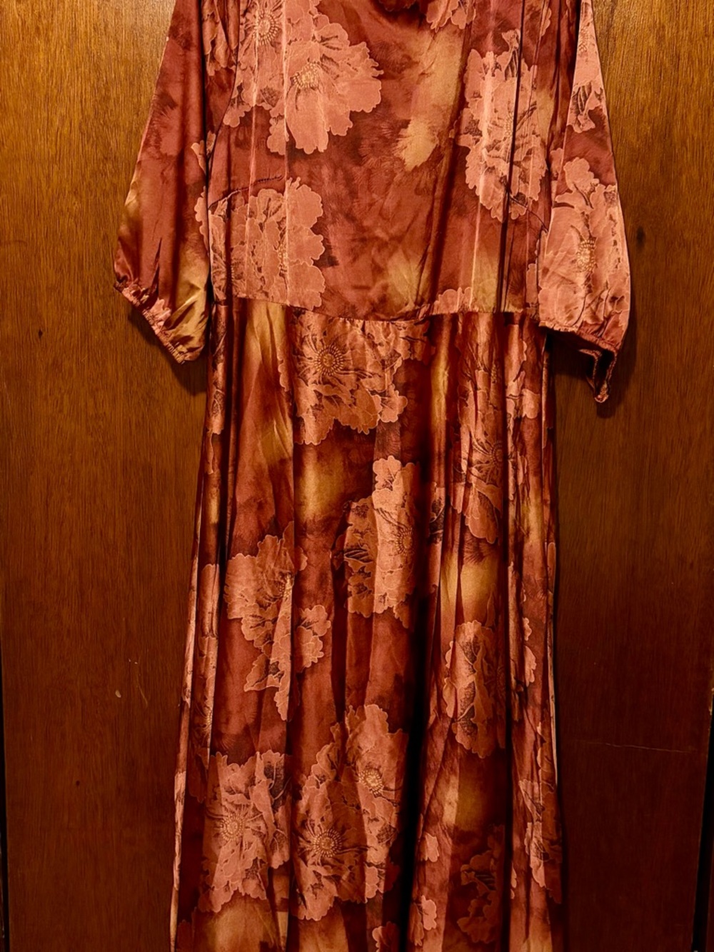 Baltic Born Paula Satin Terracotta Floral Maxi Dress - Picture 3 of 7